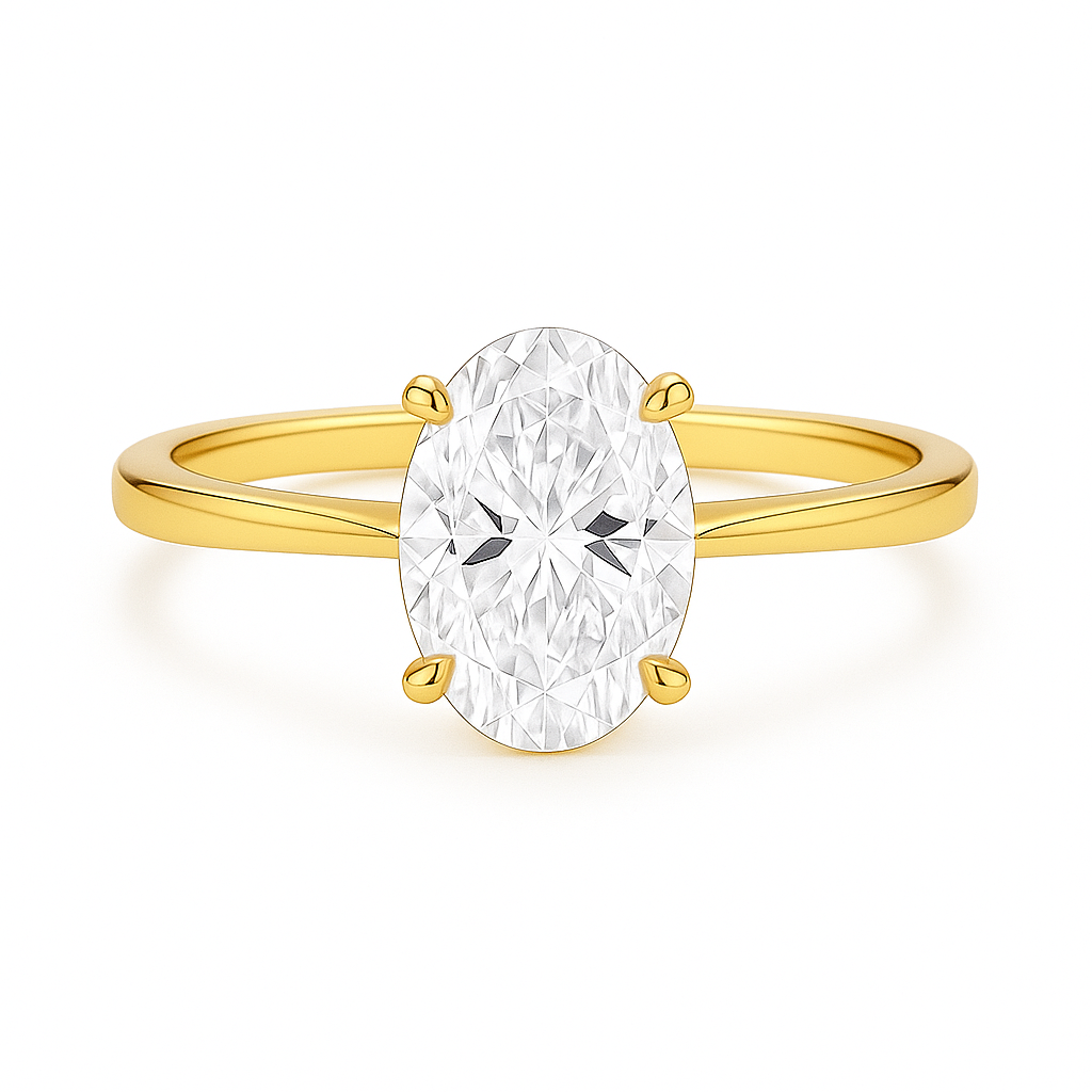 Solitaire Four Prong Oval Diamond Ring