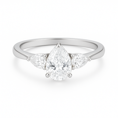 Three Stone Pear Diamond Ring