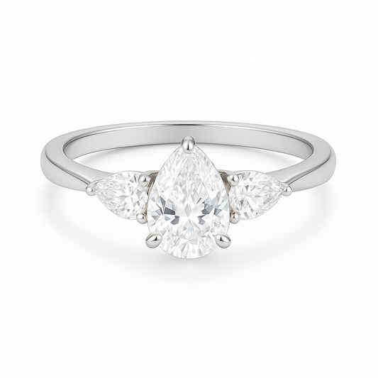Three Stone Pear Diamond Ring