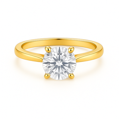 Solitaire Four Prong Round Diamond Ring