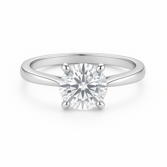 Solitaire Four Prong Round Diamond Ring