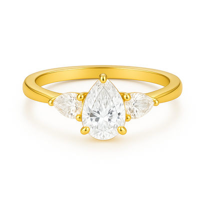 Three Stone Pear Diamond Ring