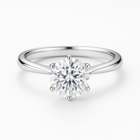 Solitaire Six Prong Round Diamond Ring