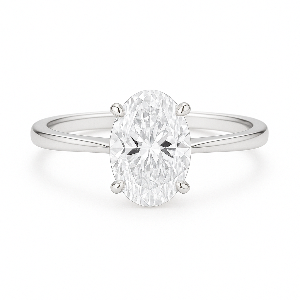 Solitaire Four Prong Oval Diamond Ring