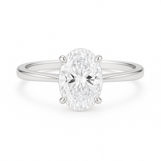 Solitaire Four Prong Oval Diamond Ring
