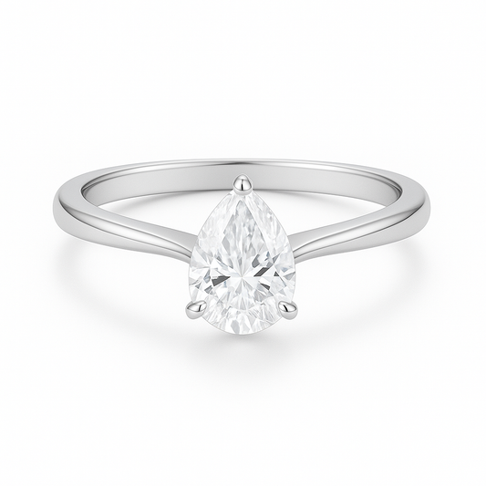 Solitaire Three Prong Pear Diamond Ring