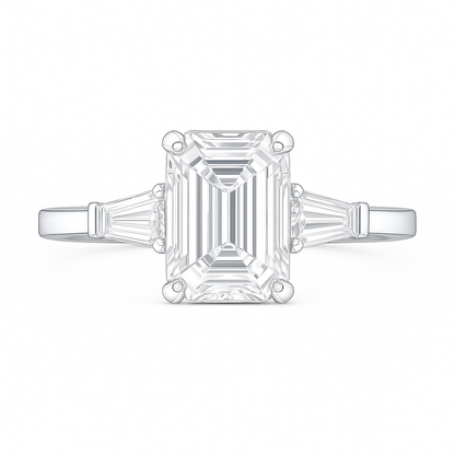 Three Stone Emerald Diamond Ring