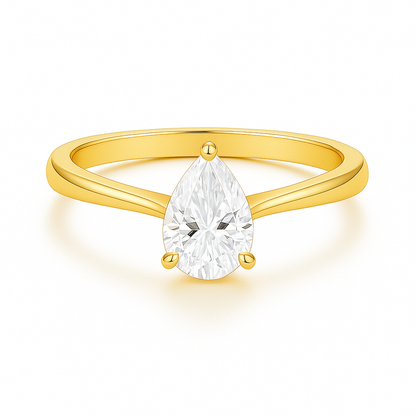 Solitaire Three Prong Pear Diamond Ring
