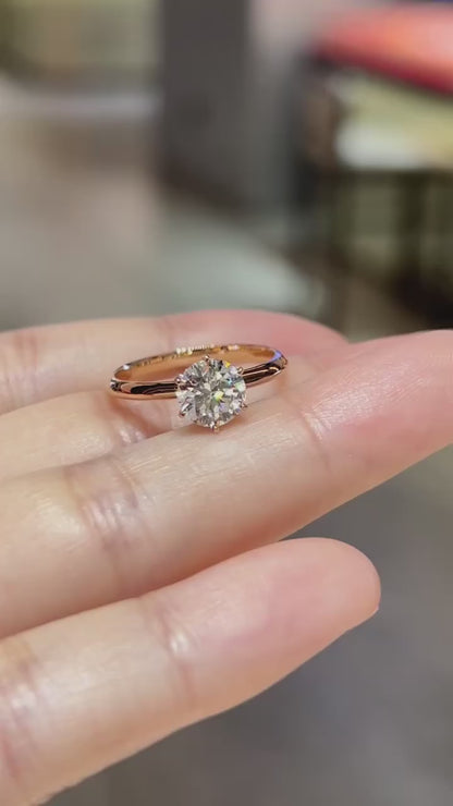 Solitaire Six Prong Round Diamond Ring