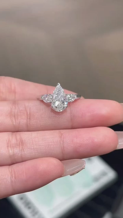 Three Stone Pear Diamond Ring