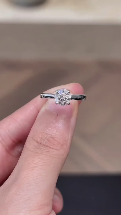 Solitaire Four Prong Round Diamond Ring