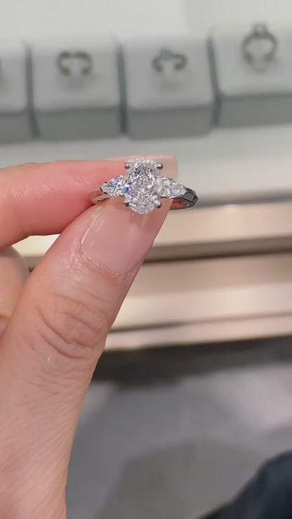 Three Stone Oval Diamond Ring